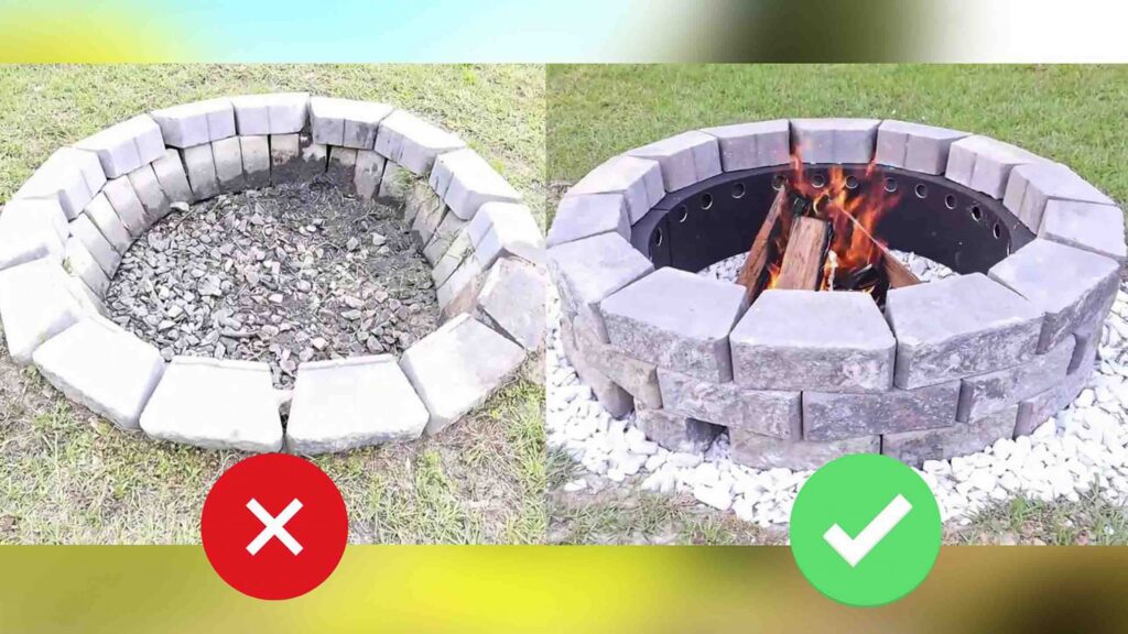 How do you build a smokeless brick fire pit